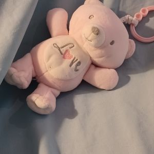 Pink bear heart lovey plush